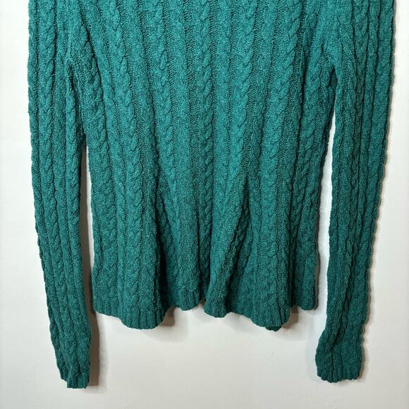 Peruvian Connection Cable Knit Flare Waist Sweater - Green - Women's Medium - Picture 3 of 7